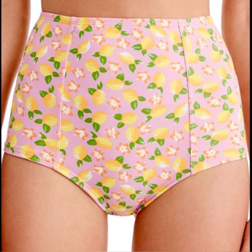 J‎ Crew High-Waisted Bikini Bottom Lemon Multi H8259 Size M EUC